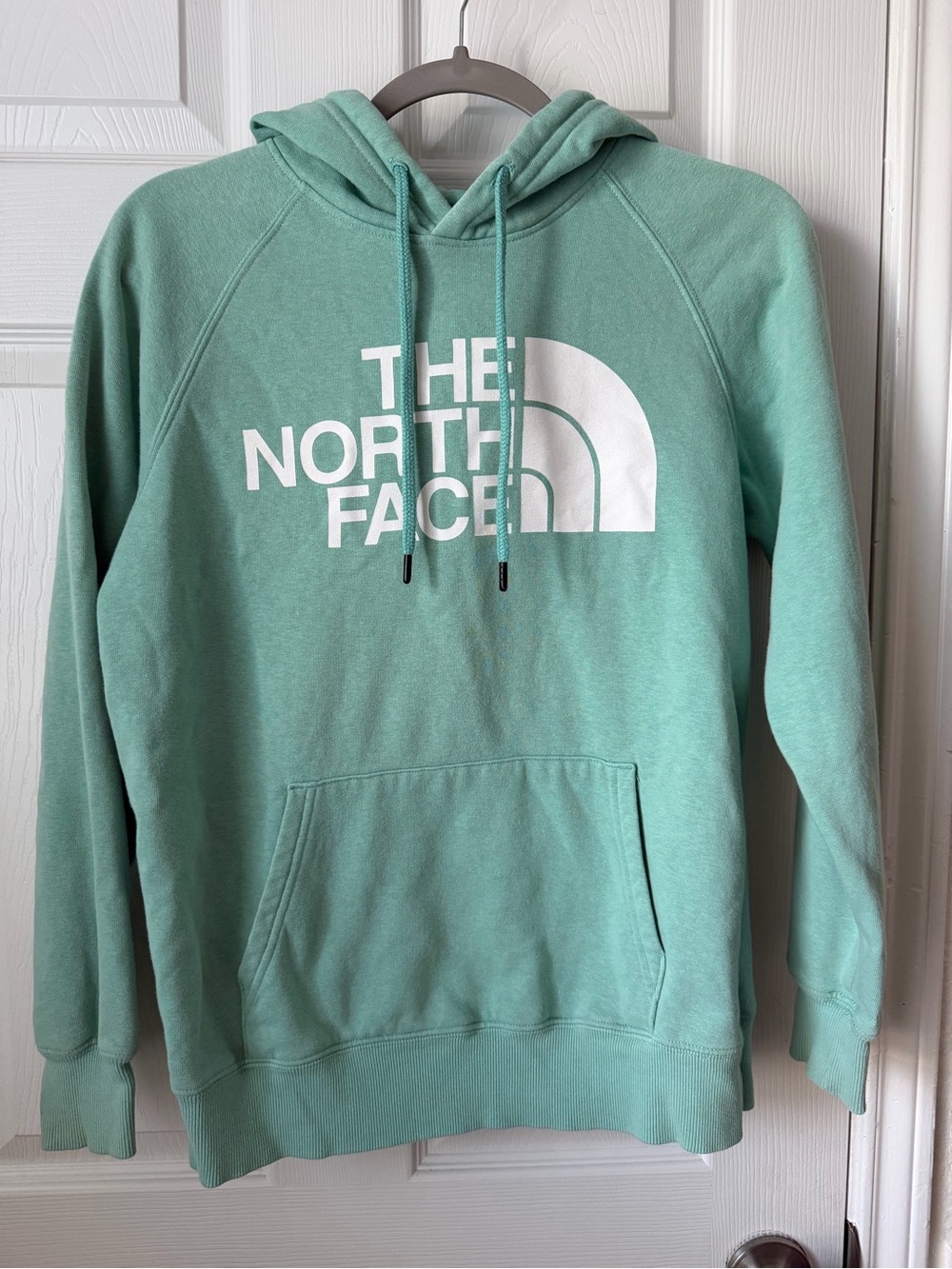 The North Face Half Dome Hoodie Small Mint Aqua Seafoam Green Big Logo Pullover